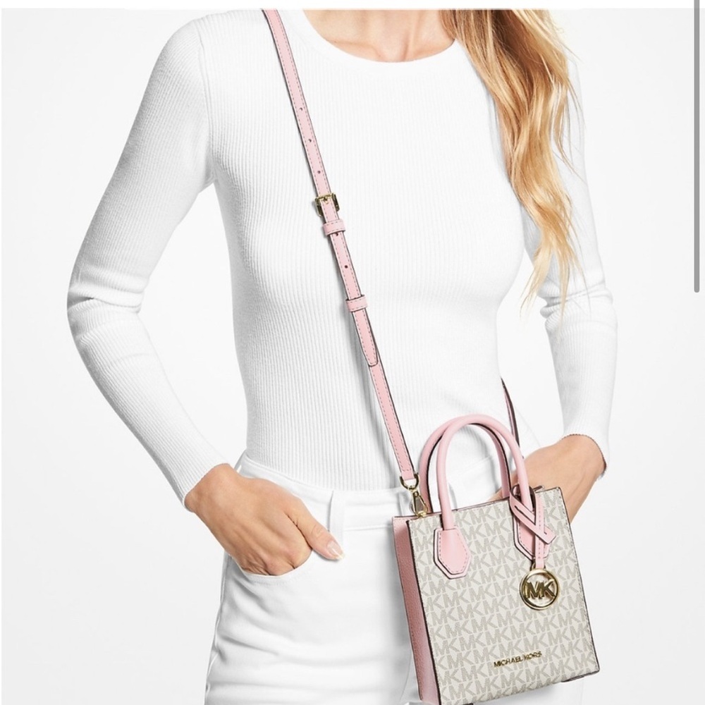 NWT Micheal Kors Mercer Blush Pink Nano Mini extra small bag - Picture 2 of 3